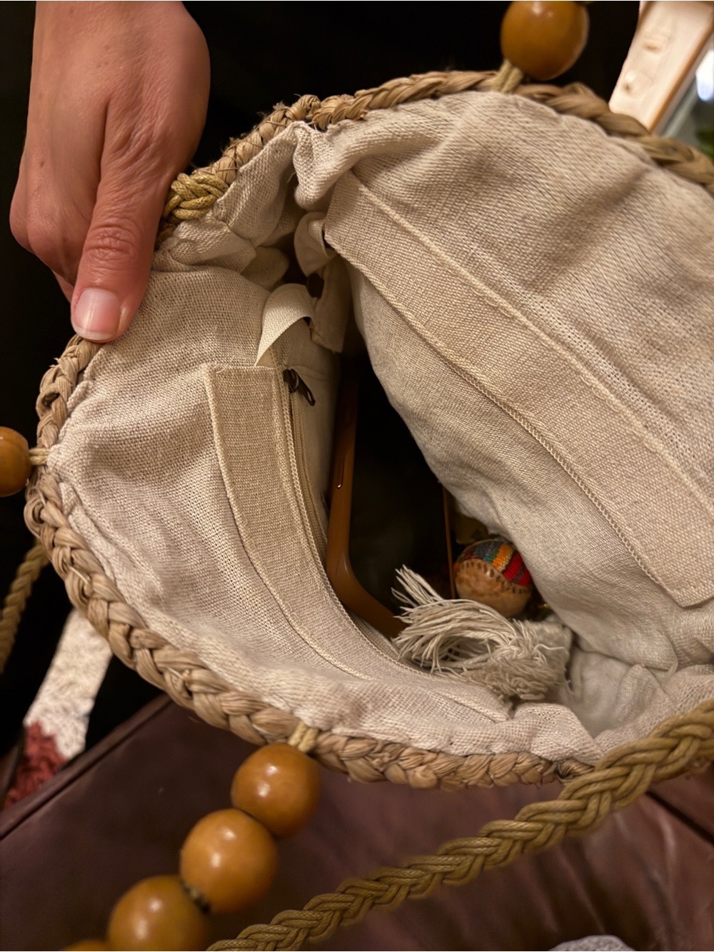 Raffia Boho Tan Crossbody - Picture 9 of 9